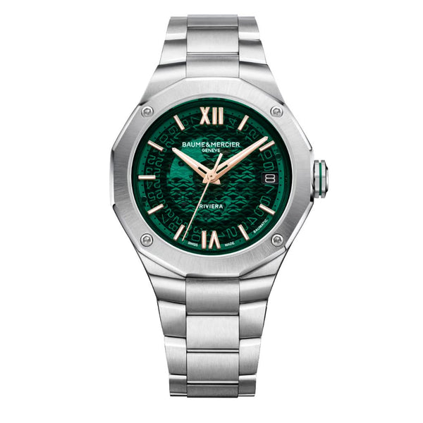 Baume et Mercier Riviera Automatic Date Stainless Steel Watch with green dial 10770