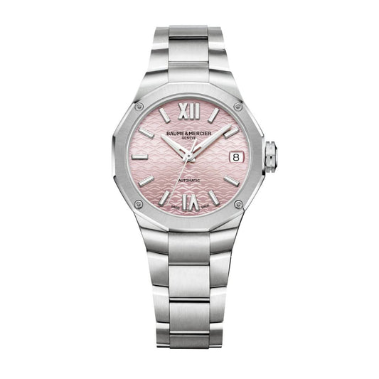 Baume et Mercier Riviera Automatic Stainless Steel Watch with Pink Dial 10675