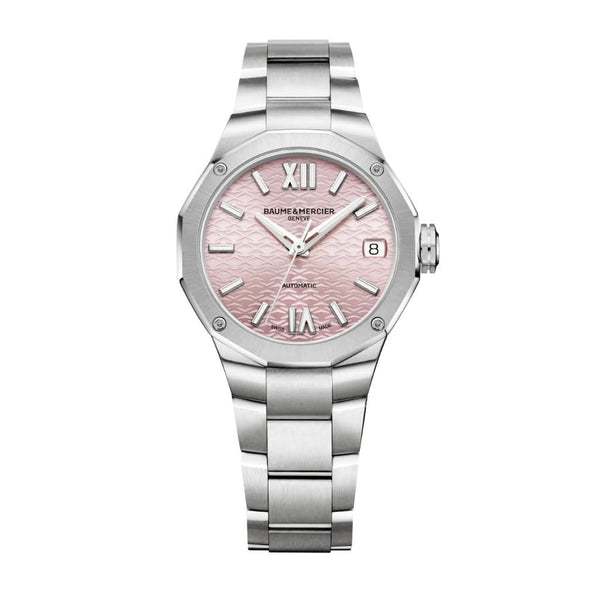 Baume et Mercier Riviera Automatic Stainless Steel Watch with Pink Dial 10675