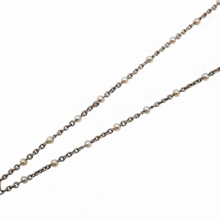 Belle Epoque Antique Amethyst and Diamond Pendant on Natural Pearl and Platinum Chain Necklace