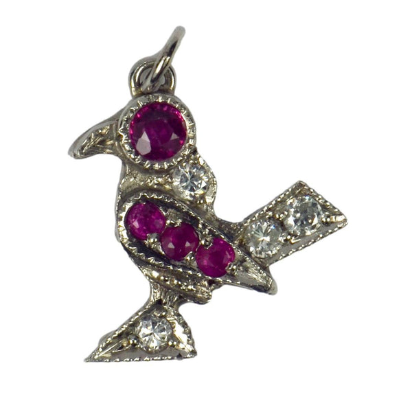 Ruby, Diamond and Platinum Bird Charm Pendant