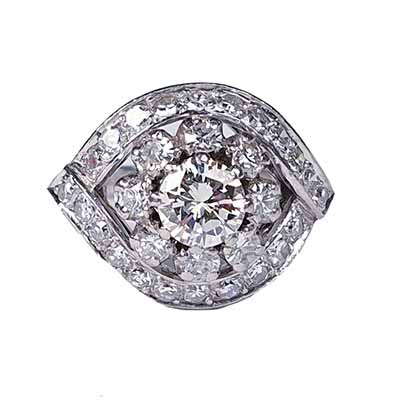 Art Deco diamond eye style cluster bombe ring 1