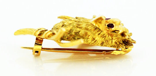 Vintage Boucheron Bird Brooch set with Rubies, 18ct Yellow Gold, c.1950's