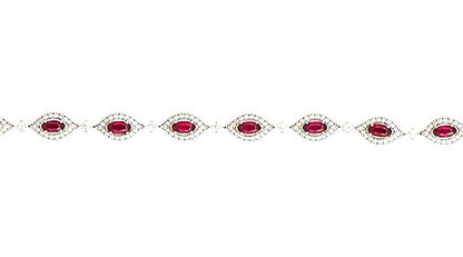 Oval cut Ruby and Diamond Cluster Bracelet, 3.92 carats, 18ct White Gold