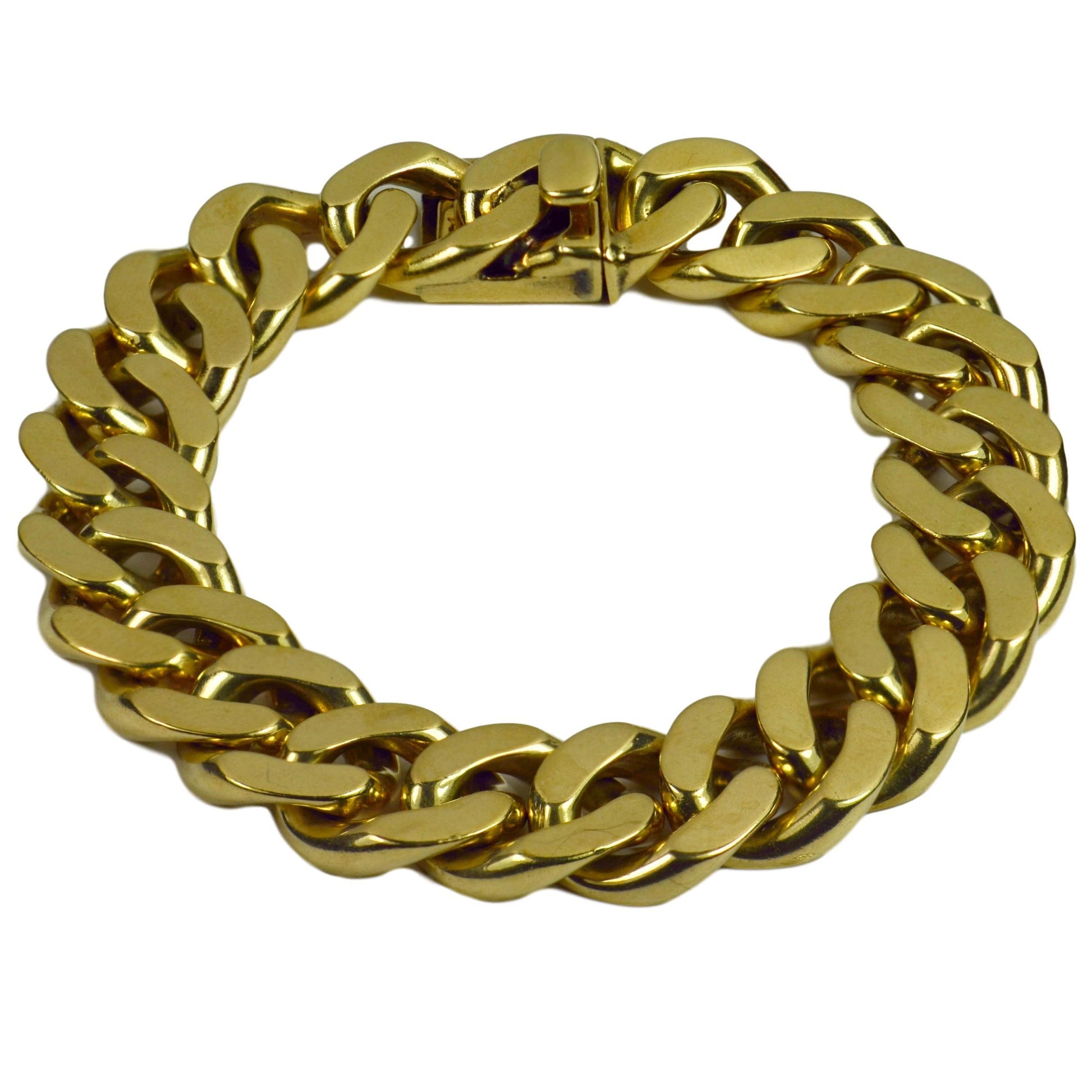 Chunky 14ct Yellow Gold Curb Link Chain Bracelet