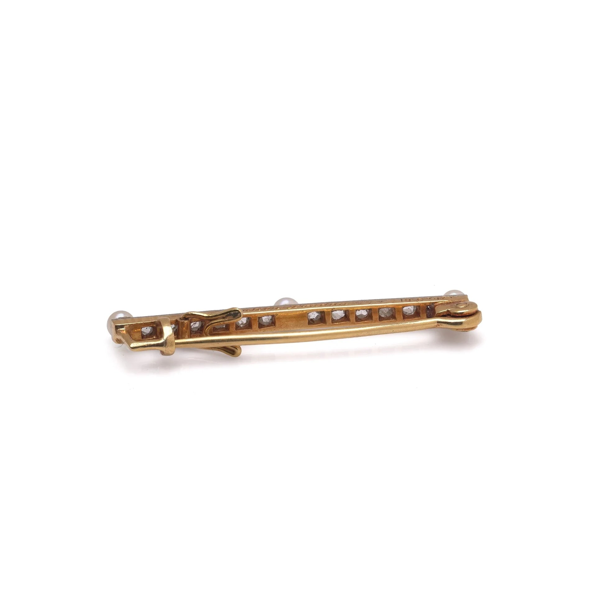 Cartier London Art Deco Natural Pearl and Diamond Brooch, Circa 1920s