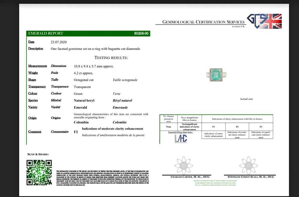 Certified 4.20ct Colombian Emerald and Diamond Ring