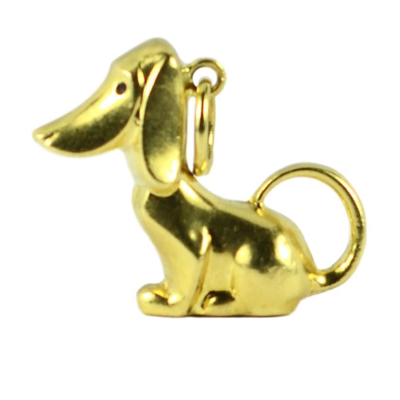 18ct Yellow Gold Dog Charm Pendant