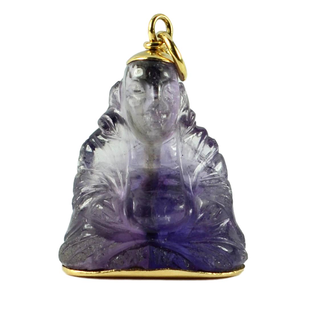 Carved Purple Amethyst Buddha Charm Pendant