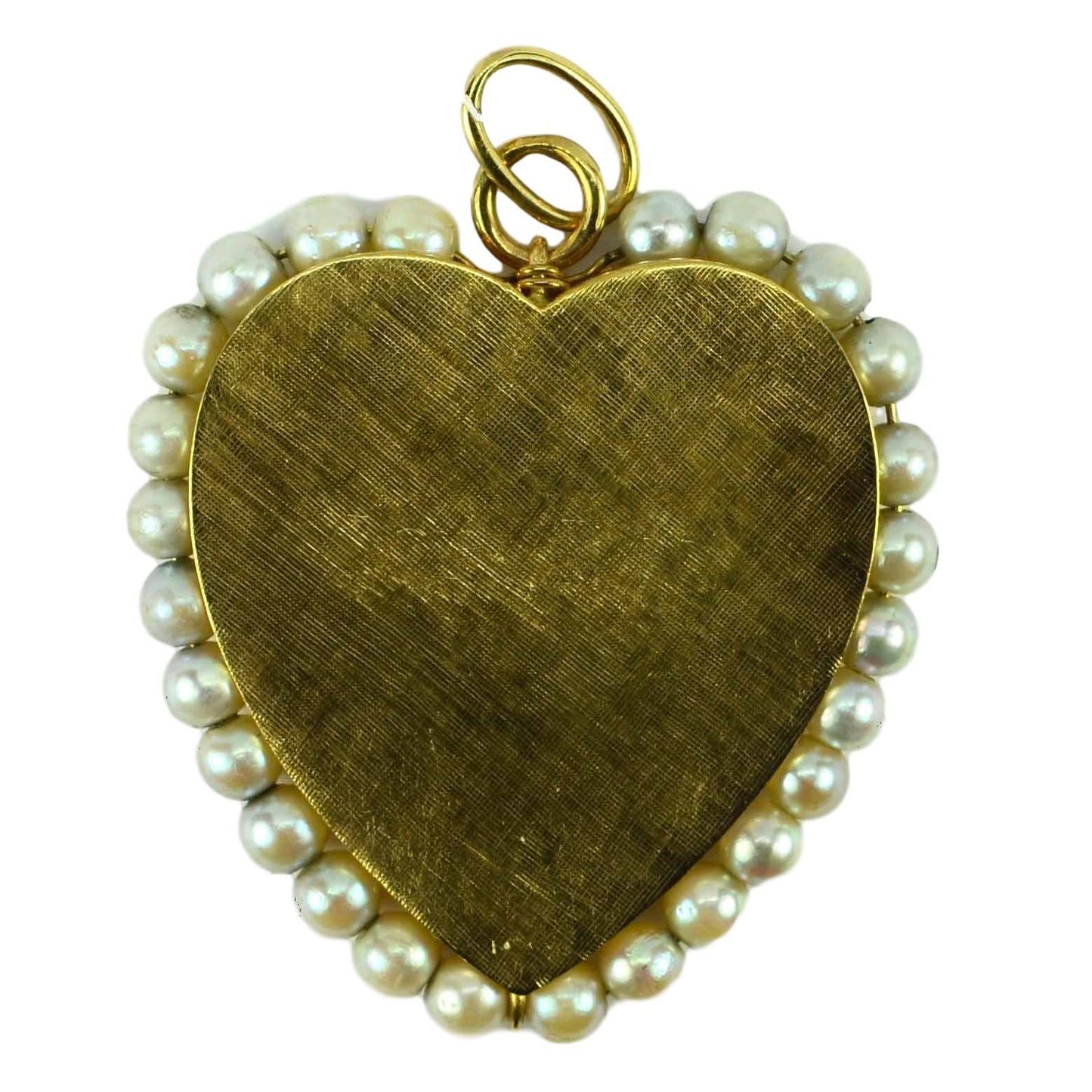 Vintage 14ct Yellow Gold and Pearl Large Heart Charm Pendant