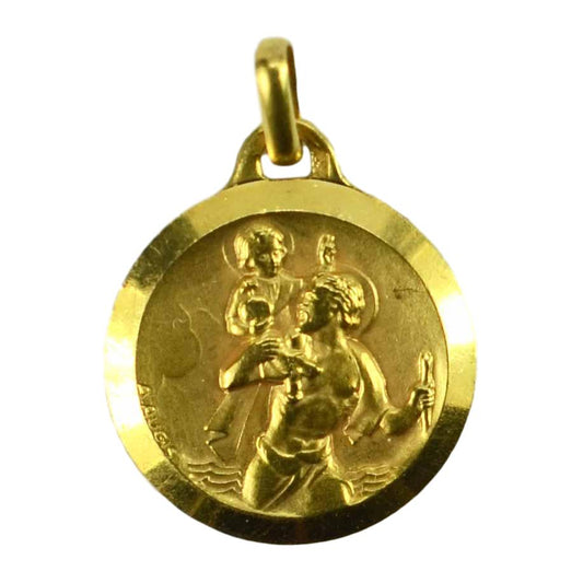 French 18ct Yellow Gold St Christopher Pendant, Signed Augis