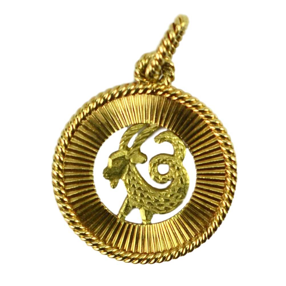 French 18ct Gold Zodiac Capricorn Charm Pendant