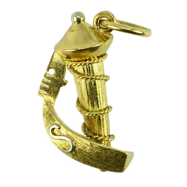 Italian 18ct Gold Gondola Boat Venice Charm Pendant
