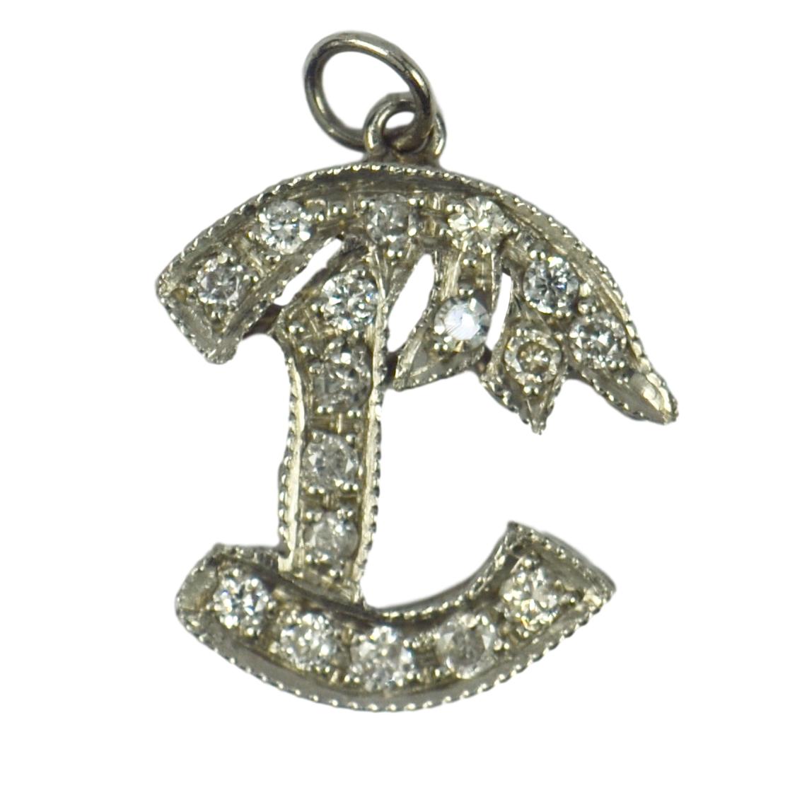 Diamond and Platinum Palm Tree Charm Pendant