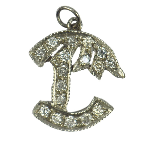 Diamond and Platinum Palm Tree Charm Pendant