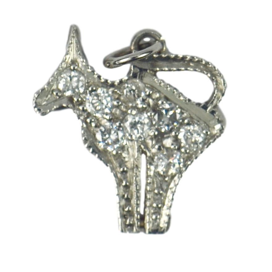 Diamond and Platinum Cat Charm Pendant