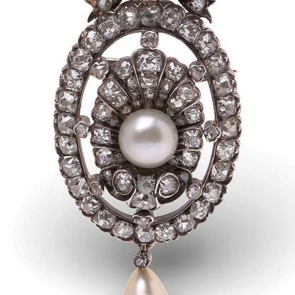 Victorian 15 Carat Gold And Silver Diamond And Pearl Pendant
