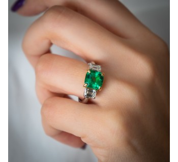 2-3 carat Colombian Emerald & Diamond Ring
