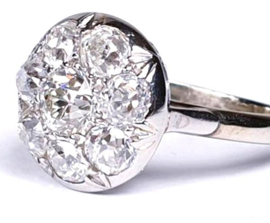 Antique Edwardian Old Cut Diamond Cluster Ring, 1910