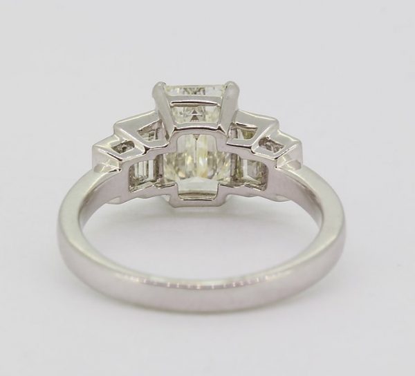 Emerald Cut Diamond Engagement Ring, Platinum 1.75 carats