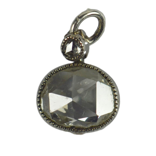 Rose Cut Diamond and Platinum Charm Pendant, 0.85 carats