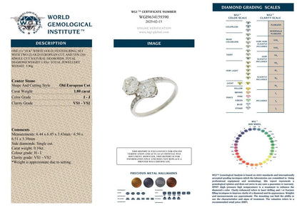 Toi et Moi Old Cut Diamond Ring In 18 Carat White Gold