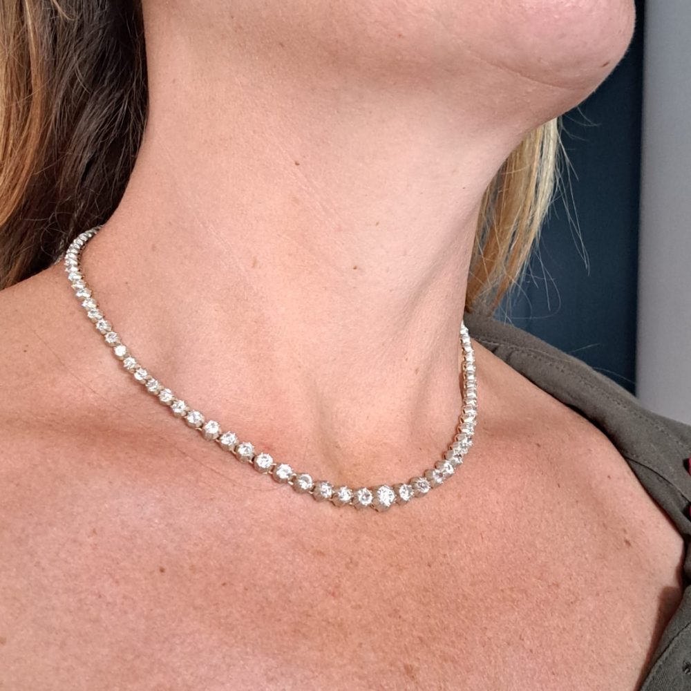 Victorian Antique 9.10ct Diamond Riviere Necklace