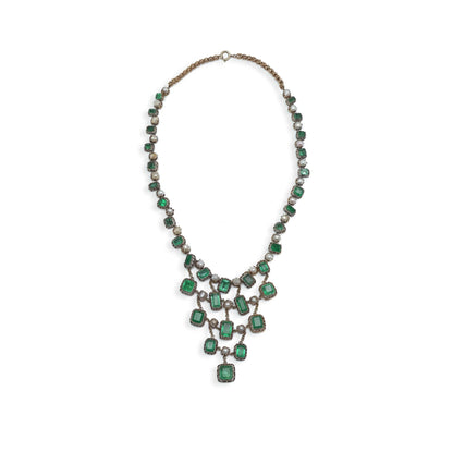 Georgian Emerald And Natural Pearl Necklace
