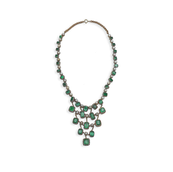 Georgian Emerald And Natural Pearl Necklace
