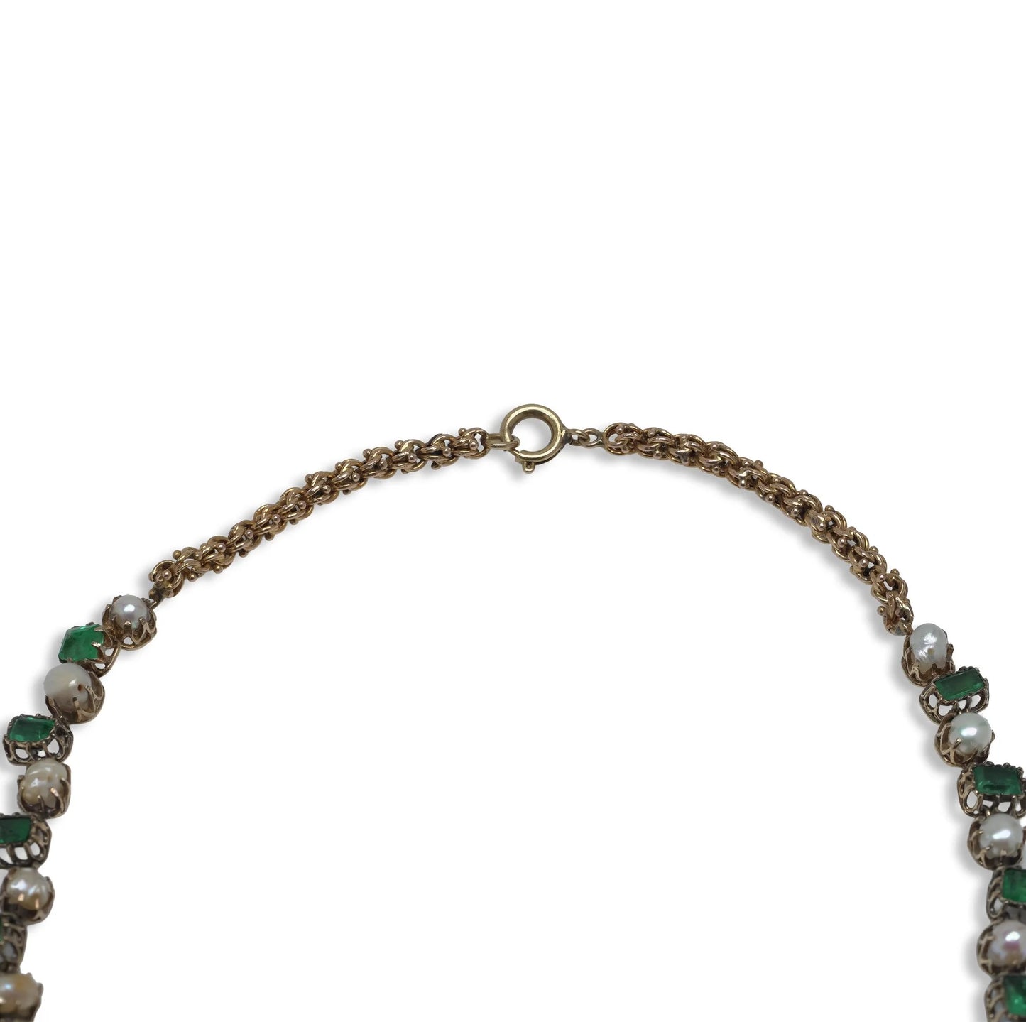Georgian Emerald And Natural Pearl Necklace