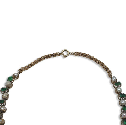 Georgian Emerald And Natural Pearl Necklace