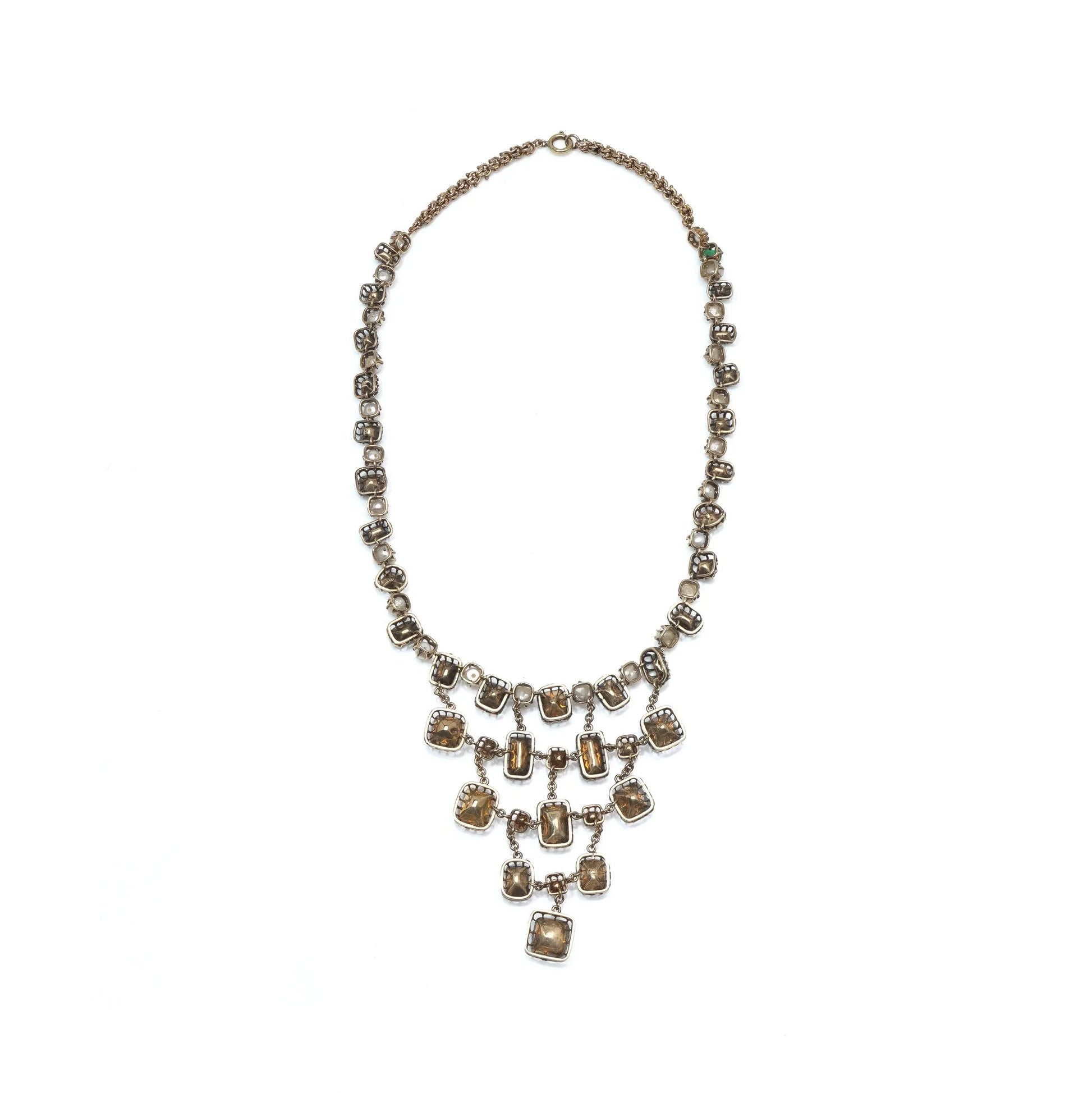Georgian Emerald And Natural Pearl Necklace