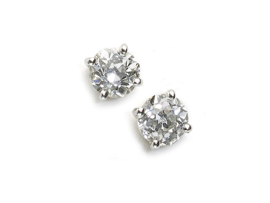 1.41 Carat Old-Cut Diamond Gold Stud Earrings