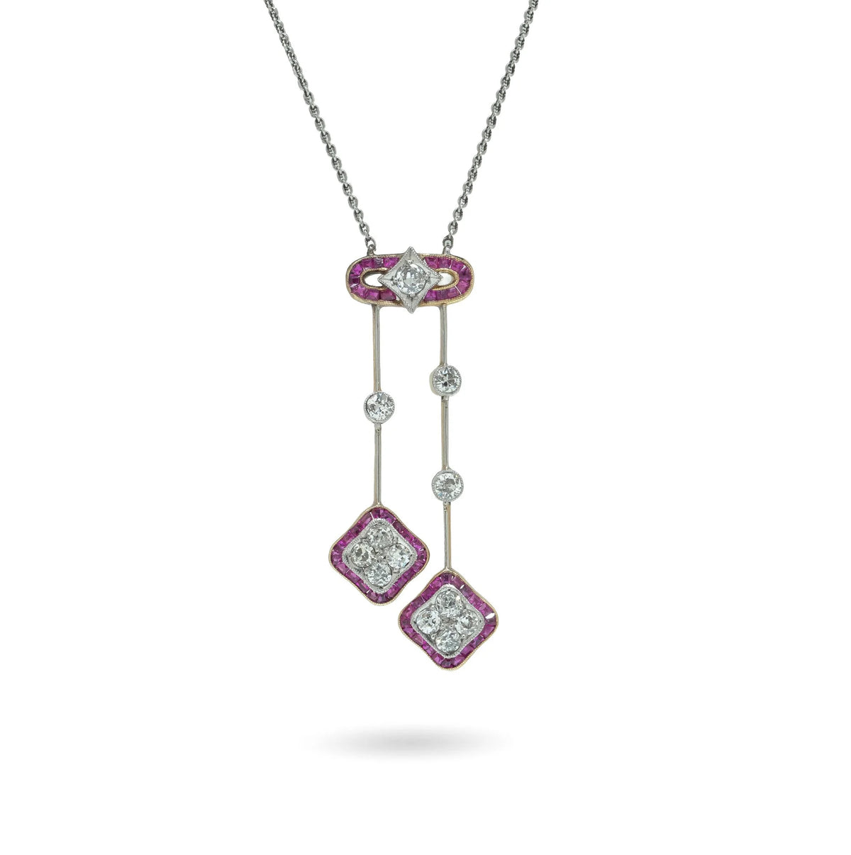 Edwardian Ruby And Diamond Pendant Necklace