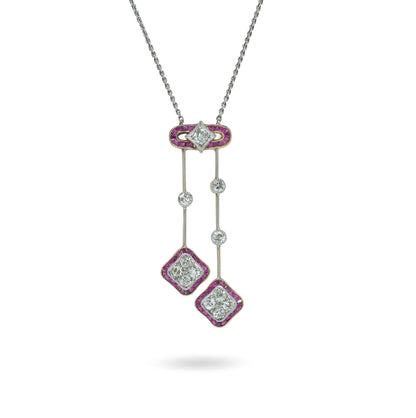 Edwardian Ruby And Diamond Pendant Necklace