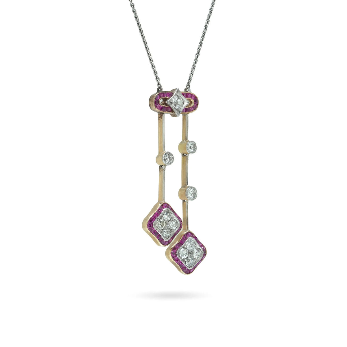 Edwardian Ruby And Diamond Pendant Necklace