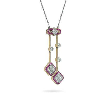 Edwardian Ruby And Diamond Pendant Necklace