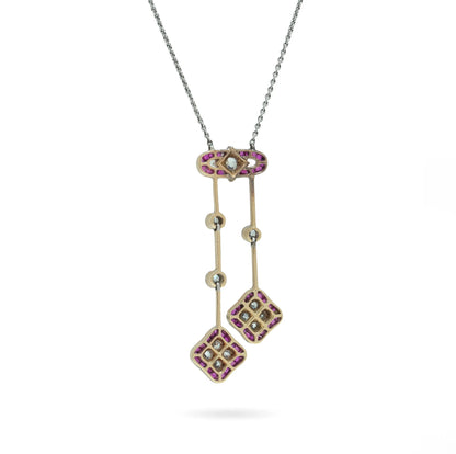 Edwardian Ruby And Diamond Pendant Necklace