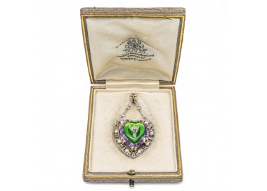 edwardian heart shape in box suffragette-pendant