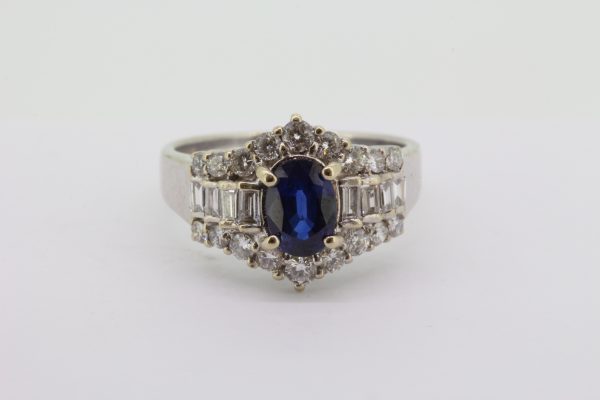 Sapphire and Diamond Cluster Dress Ring