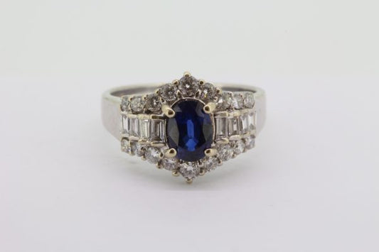Sapphire and Diamond Cluster Dress Ring