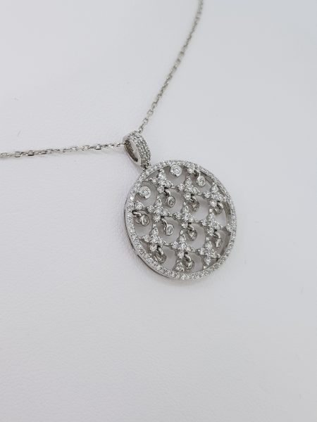 Contemporary Diamond Set Disc Pendant, 0.72 carats