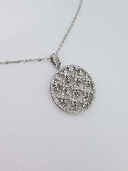 Contemporary Diamond Set Disc Pendant, 0.72 carats