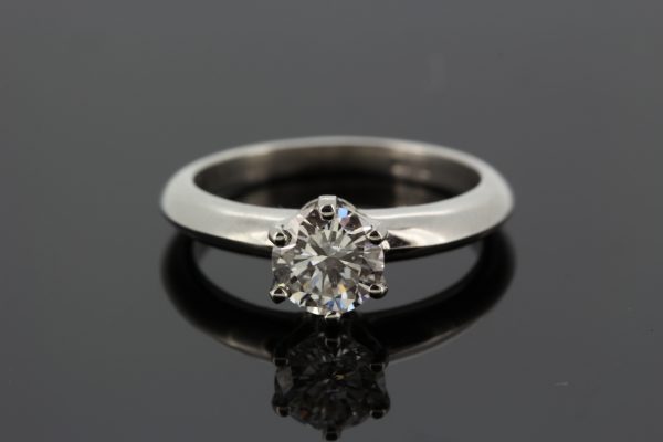 0.91ct Single Stone Diamond Engagement Ring in Platinum, certified G colour SI1 clarity