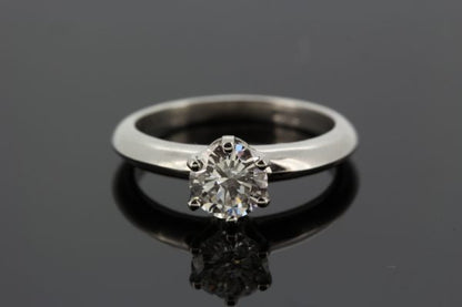 0.91ct Single Stone Diamond Engagement Ring in Platinum, certified G colour SI1 clarity