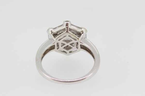 Contemporary Diamond Hexagonal Cluster Ring in 18ct White Gold