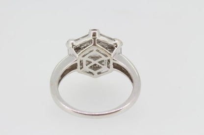 Contemporary Diamond Hexagonal Cluster Ring in 18ct White Gold