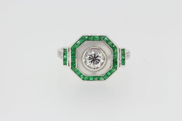 0.60ct Diamond, Crystal and Emerald Cluster Target Ring