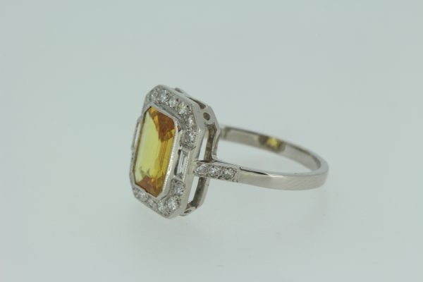 2ct Yellow Sapphire and Diamond Cluster Dress Ring in Platinum