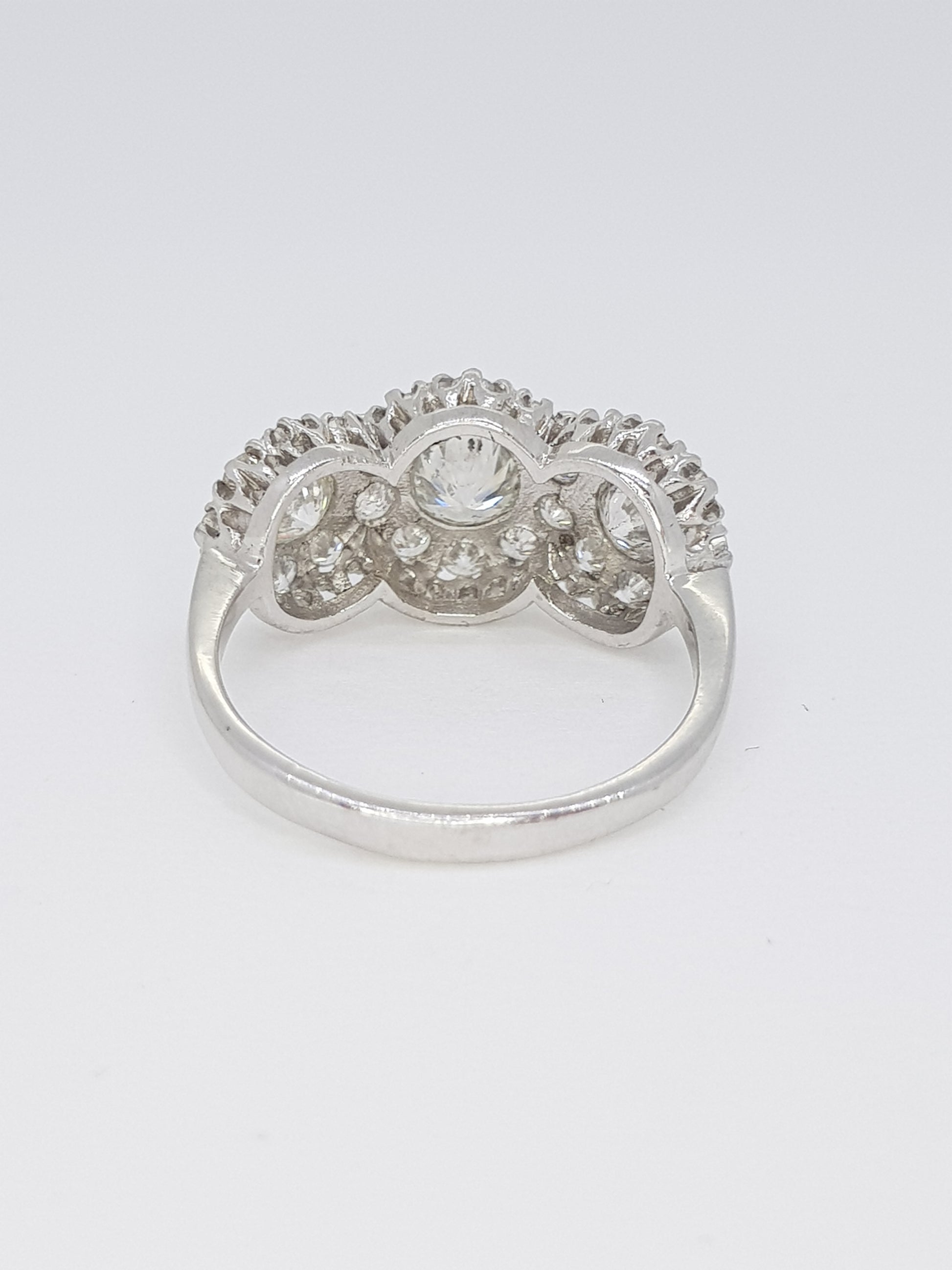 Triple cluster ring, 1.90 carats
